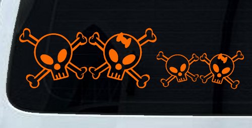 Cute Skull with Son Daughter Stick Family Car or Truck Window Decal Sticker
