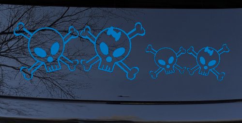 Cute Skull with Son Daughter Stick Family Car or Truck Window Decal Sticker