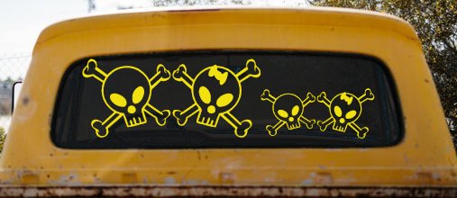 Cute Skull with Son Daughter Stick Family Car or Truck Window Vinyl Decal Sticker (Yellow)