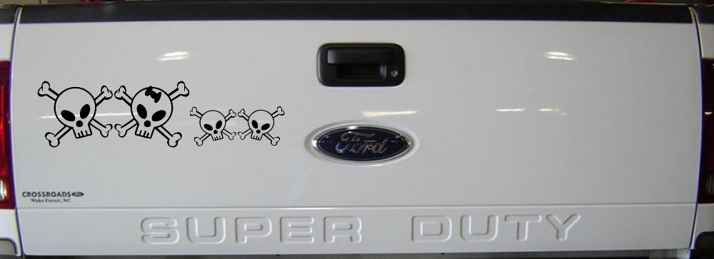 Cute Skull with two Sons Stick Family Car or Truck Window Decal Sticker