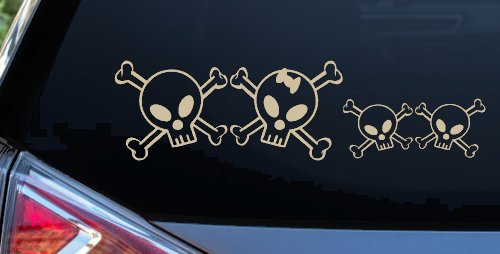 Cute Skull with two Sons Stick Family Car or Truck Window Decal Sticker