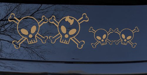 Cute Skull with two Sons Stick Family Car or Truck Window Decal Sticker