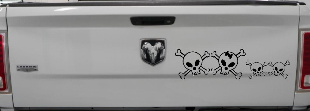 Cute Skull with two Sons Stick Family Car or Truck Window Decal Sticker
