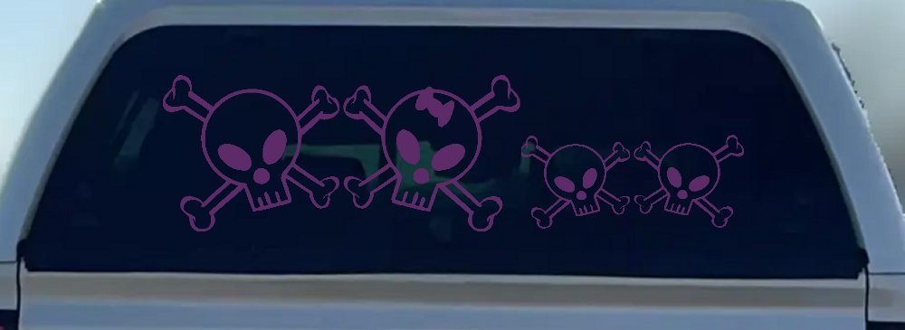 Cute Skull with two Sons Stick Family Car or Truck Window Decal Sticker