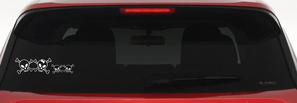 Cute Skull with two Sons Stick Family Car or Truck Window Decal Sticker