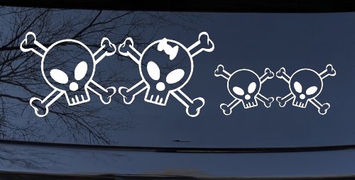 Cute Skull with two Sons Stick Family Car or Truck Window Decal Sticker