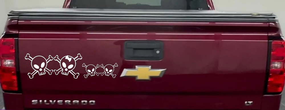 Cute Skull with two Sons Stick Family Car or Truck Window Decal Sticker