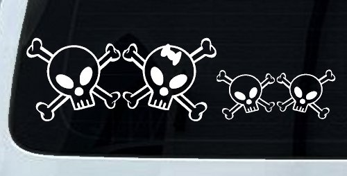 Cute Skull with two Sons Stick Family Car or Truck Window Decal Sticker