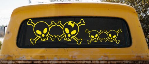 Cute Skull with two Sons Stick Family Car or Truck Window Decal Sticker