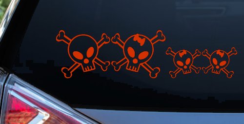 Cute Skull with two Daughters Stick Family Car or Truck Window Decal Sticker