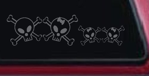 Cute Skull with two Daughters Stick Family Car or Truck Window Decal Sticker