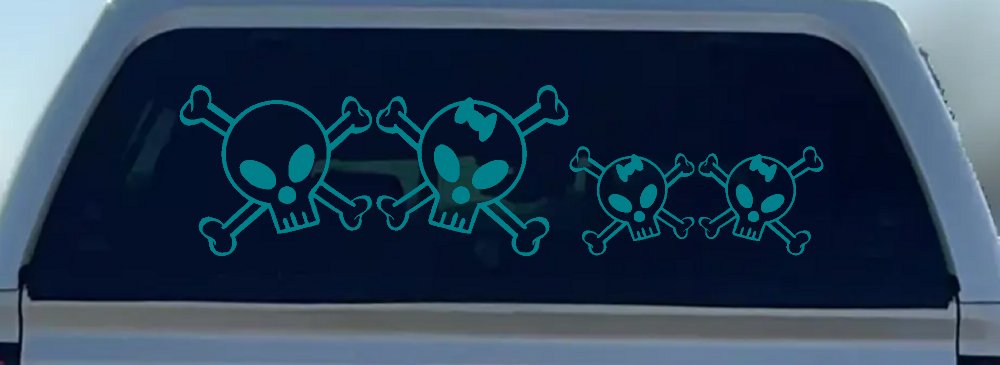 Cute Skull with two Daughters Stick Family Car or Truck Window Decal Sticker