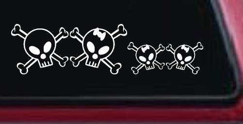 Cute Skull with two Daughters Stick Family Car or Truck Window Decal Sticker