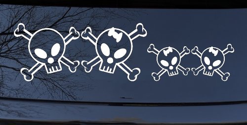 Cute Skull with two Daughters Stick Family Car or Truck Window Decal Sticker