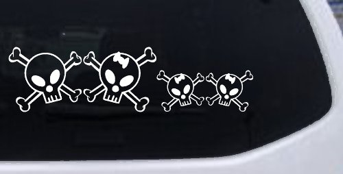 Cute Skull with two Daughters Stick Family Car or Truck Window Decal Sticker