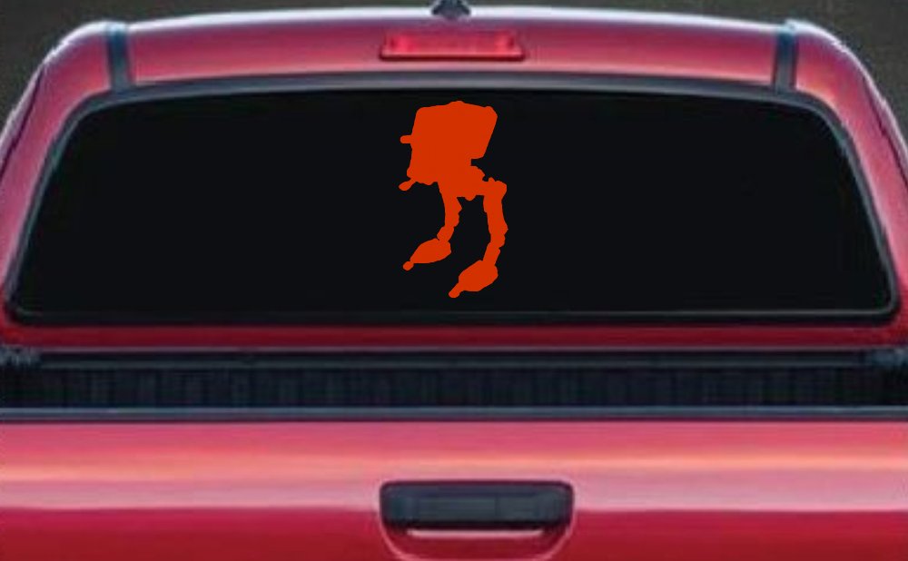 Walker AT-ST Sci Fi Car or Truck Window Decal Sticker (Orange Red)