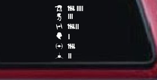 Star Wars Keeping Count Sci Fi Car or Truck Window Decal Sticker (White)