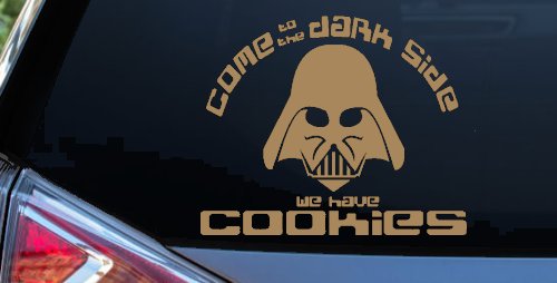 Darth Vader Come To The Dark Side We Have Cookies Funny Car or Truck Window Decal Sticker (Light Brown)