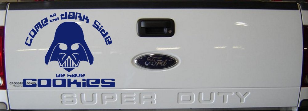 Darth Vader Come To The Dark Side We Have Cookies Funny Car or Truck Window Vinyl Decal Sticker (Navy)