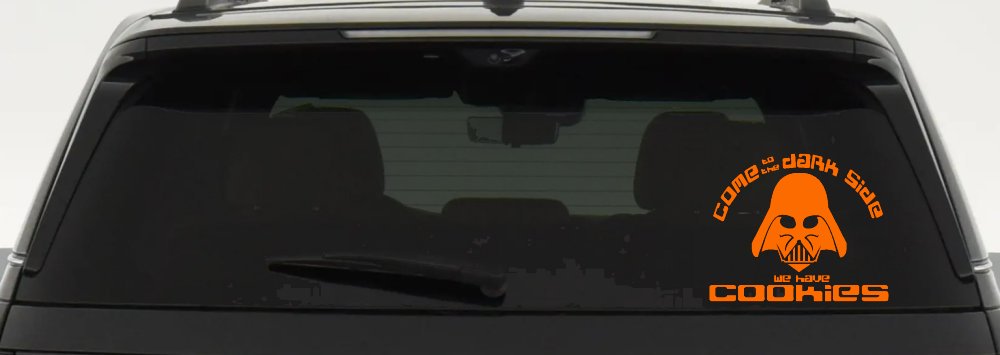 Darth Vader Come To The Dark Side We Have Cookies Funny Car or Truck Window Decal Sticker (Orange)