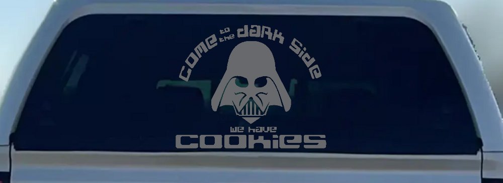 Darth Vader Come To The Dark Side We Have Cookies Funny Car or Truck Window Decal Sticker (Silver)
