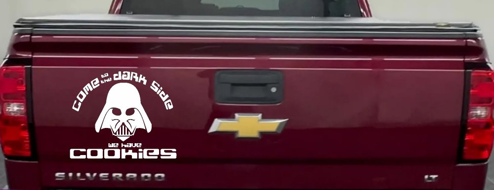 Darth Vader Come To The Dark Side We Have Cookies Funny Car or Truck Window Vinyl Decal Sticker (White)