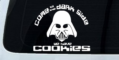 Darth Vader Come To The Dark Side We Have Cookies Funny Car or Truck Window Vinyl Decal Sticker (White)
