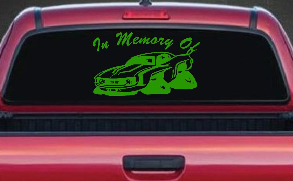 In Memory Of Camaro Car or Truck Window Decal Sticker (Lime)