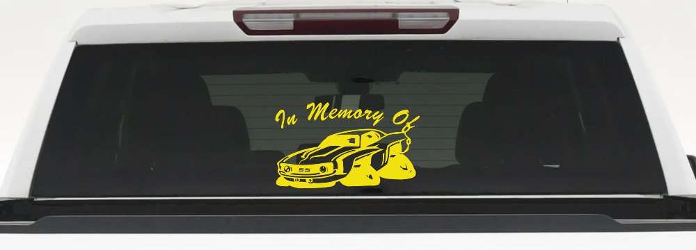 In Memory Of Camaro Car or Truck Window Decal Sticker (Yellow)