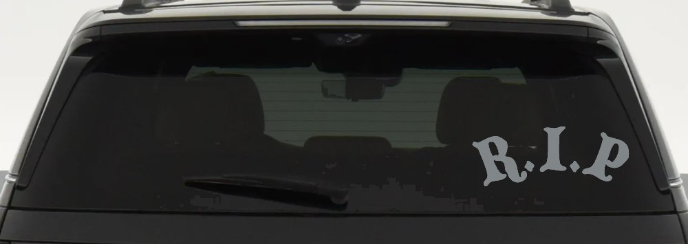 R.I.P Rest In Peace In Memory Of Car or Truck Window Decal Sticker (Telegrey)