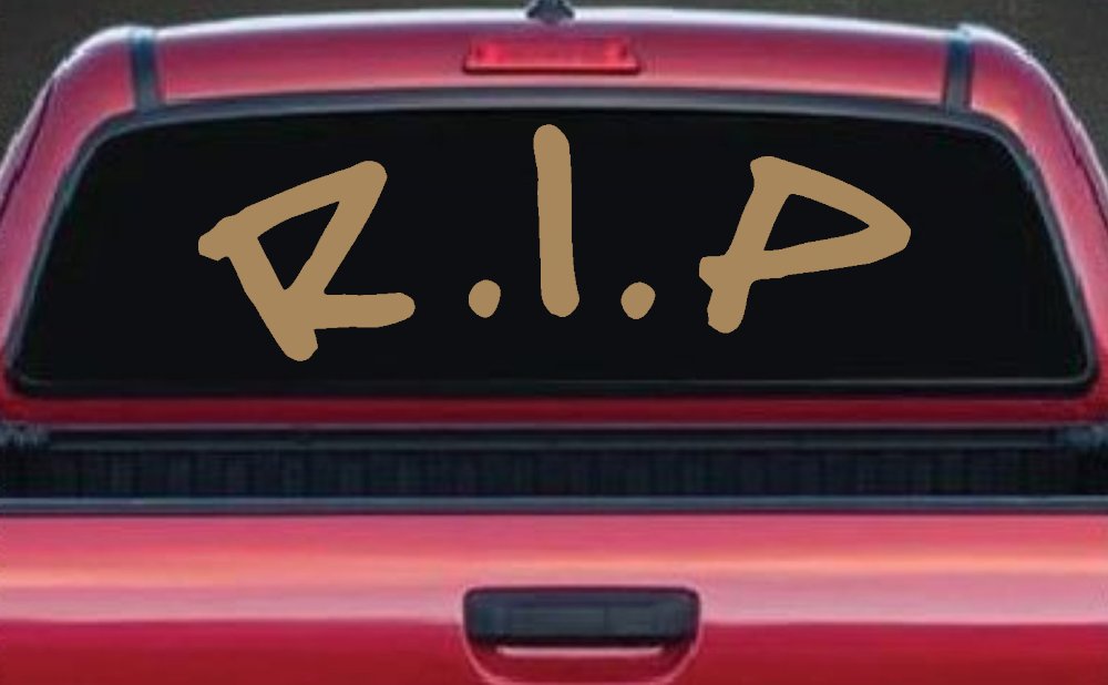 R.I.P Rest In Peace In Memory Of Car or Truck Window Decal Sticker (Light Brown)
