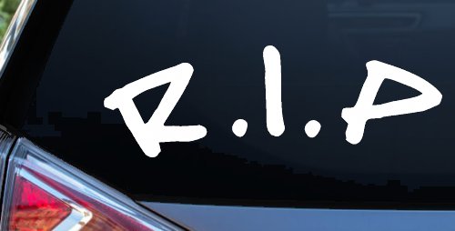 R.I.P Rest In Peace In Memory Of Car or Truck Window Decal Sticker (White)