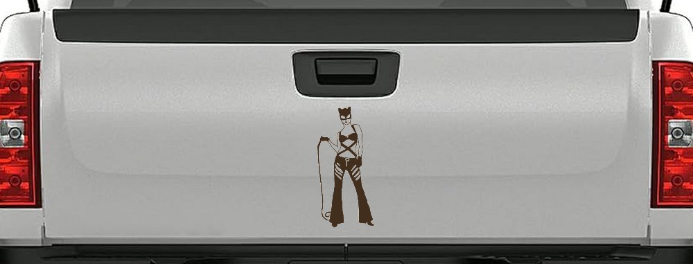 Cat Woman with Whip Car or Truck Window Decal Sticker (Brown)