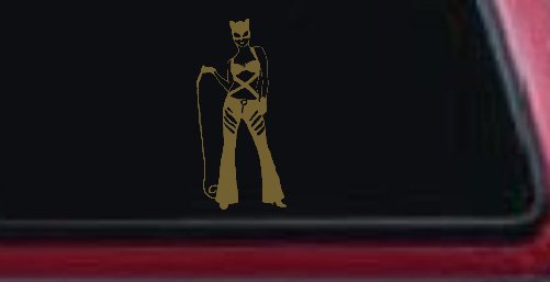 Cat Woman with Whip Car or Truck Window Vinyl Decal Sticker (Gold)