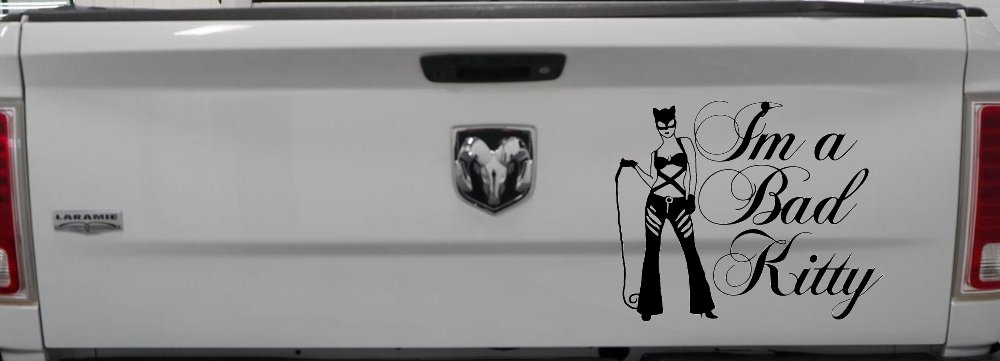 Cat Woman Im a Bad Kitty Car or Truck Window Decal Sticker (Black)