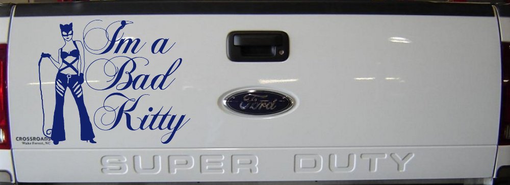 Cat Woman Im a Bad Kitty Car or Truck Window Vinyl Decal Sticker (Navy)