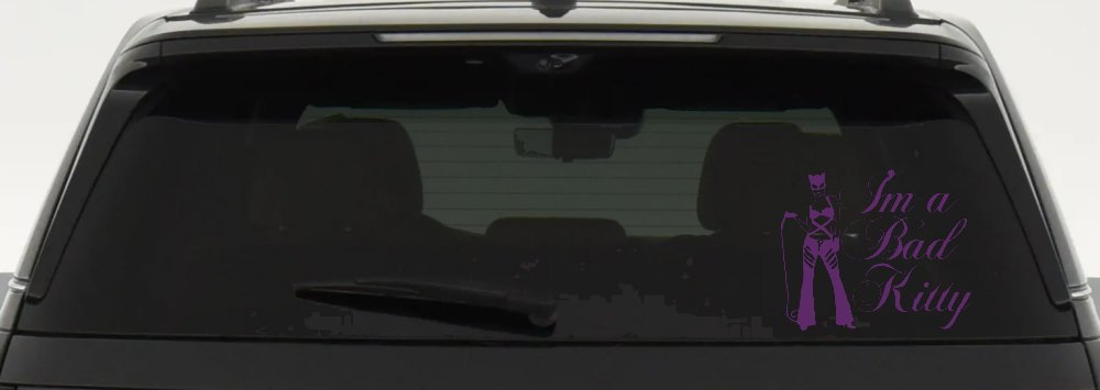 Cat Woman Im a Bad Kitty Car or Truck Window Decal Sticker (Violet)