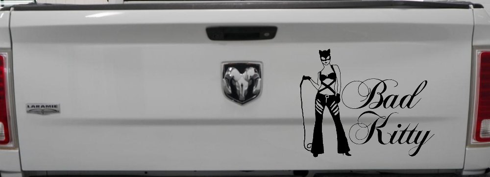 Cat Woman Bad Kitty Car or Truck Window Decal Sticker (Black)