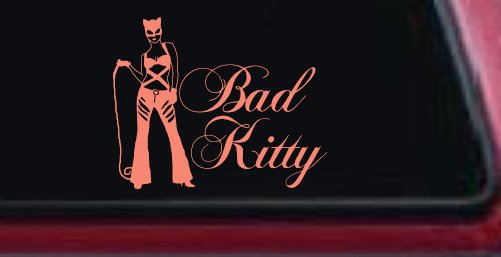 Cat Woman Bad Kitty Car or Truck Window Decal Sticker (Coral)