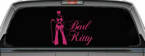 Cat Woman Bad Kitty Car or Truck Window Decal Sticker (Hot Pink)