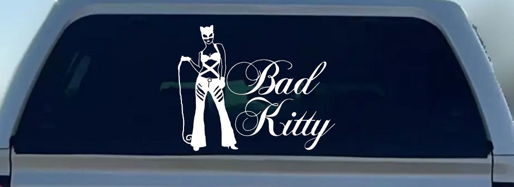 Cat Woman Bad Kitty Car or Truck Window Decal Sticker (White)