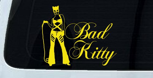 Cat Woman Bad Kitty Car or Truck Window Vinyl Decal Sticker (Yellow)