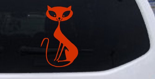 Slim Cat Car or Truck Window Decal Sticker (Orange Red)