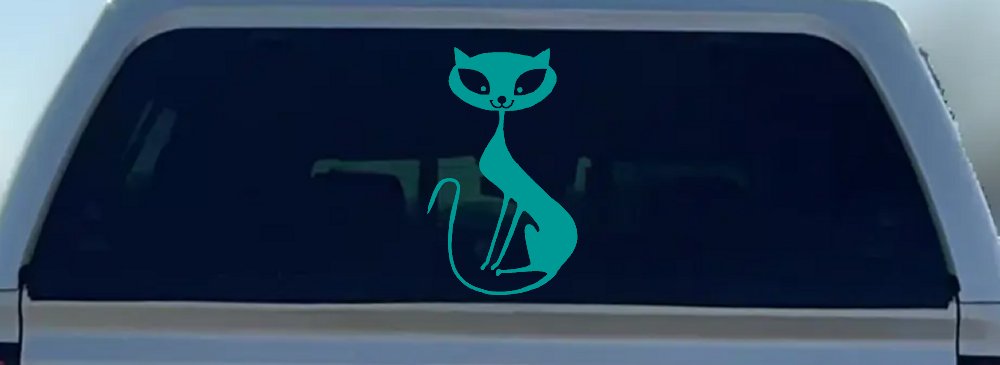 Slim Cat Car or Truck Window Decal Sticker (Turquoise)