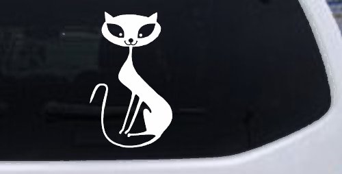 Slim Cat Car or Truck Window Vinyl Decal Sticker (White)