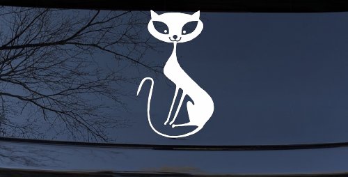 Slim Cat Car or Truck Window Vinyl Decal Sticker (White)