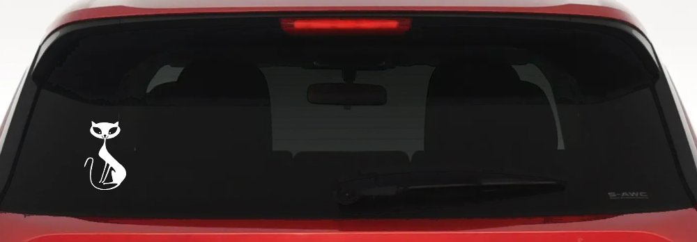 Slim Cat Car or Truck Window Decal Sticker (White)