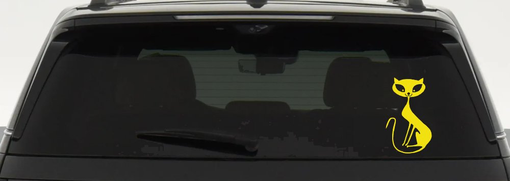 Slim Cat Car or Truck Window Decal Sticker (Yellow)