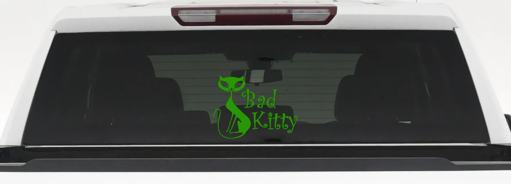 Slim Cat Bad Kitty Car or Truck Window Decal Sticker (Lime)
