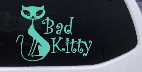 Slim Cat Bad Kitty Car or Truck Window Decal Sticker (Mint)